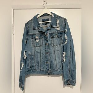 FOREVER 21 RIPPED DENIM JACKET